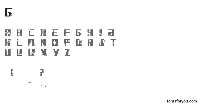Czcionka Grossbrush – alfabet, cyfry, specjalne znaki