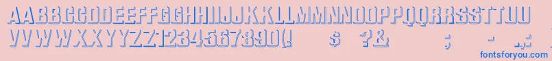 WhataReliefHollow-Schriftart – Blaue Schriften auf rosa Hintergrund