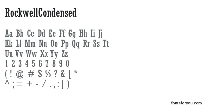 A fonte RockwellCondensed – alfabeto, números, caracteres especiais
