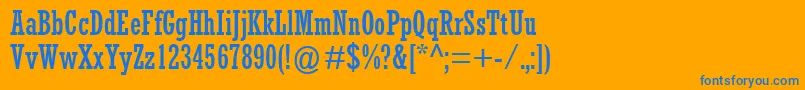 RockwellCondensed-Schriftart – Blaue Schriften auf orangefarbenem Hintergrund