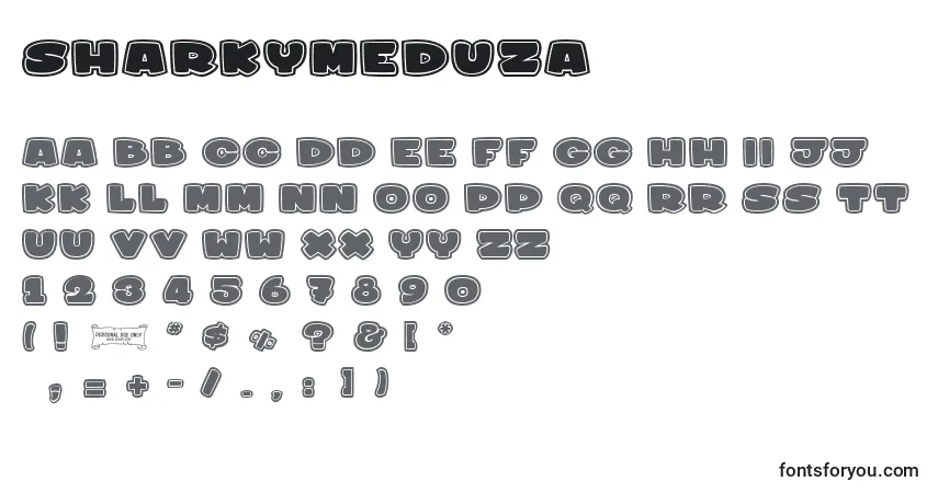 A fonte Sharkymeduza – alfabeto, números, caracteres especiais
