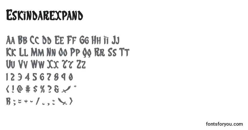 Eskindarexpand-fontti – aakkoset, numerot, erikoismerkit