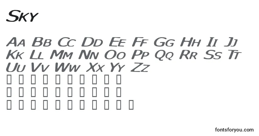 Шрифт Sky – алфавит, цифры, специальные символы