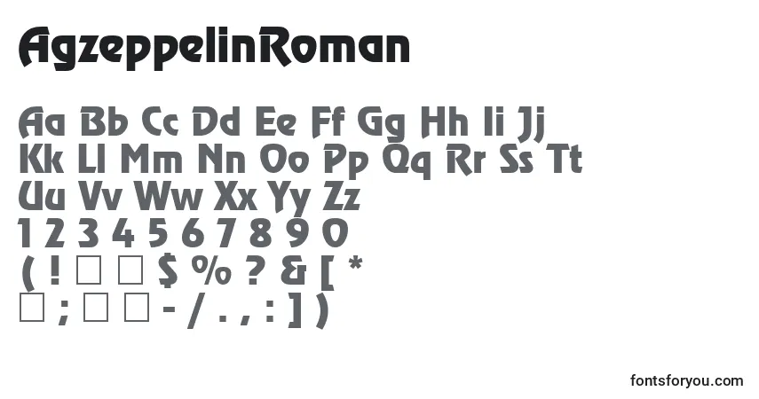 Fuente AgzeppelinRoman - alfabeto, números, caracteres especiales