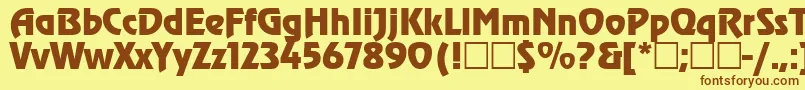 フォントAgzeppelinRoman – 茶色の文字が黄色の背景にあります。