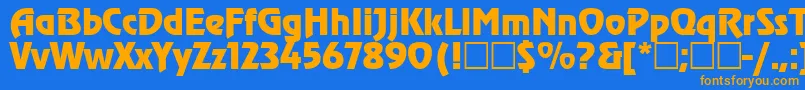 フォントAgzeppelinRoman – オレンジ色の文字が青い背景にあります。