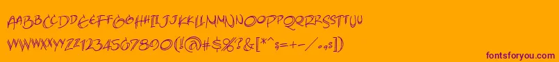 フォントAtlandsketchesBb – オレンジの背景に紫のフォント