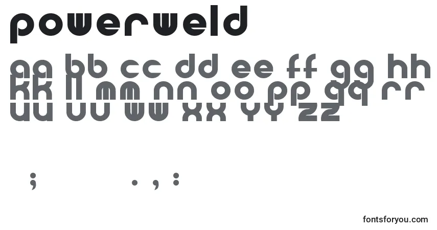 A fonte Powerweld – alfabeto, números, caracteres especiais