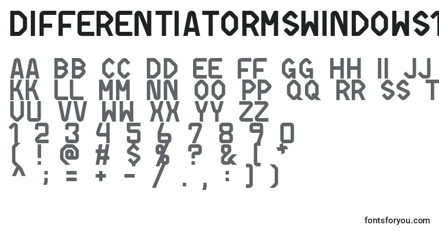 DifferentiatorMsWindows1250CentralEuropean-fontti – aakkoset, numerot, erikoismerkit