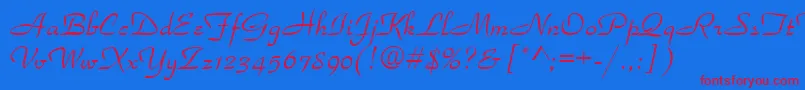 フォントParkavenueNormala – 赤い文字の青い背景