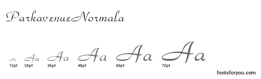 Размеры шрифта ParkavenueNormala