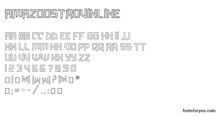 Шрифт Amazoostrovinline – алфавит, цифры, специальные символы