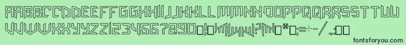 Amazoostrovinline-Schriftart – Schwarze Schriften auf grünem Hintergrund