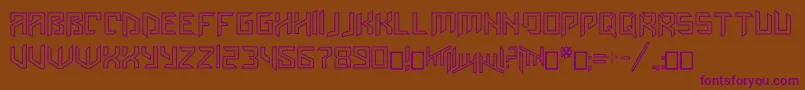 Amazoostrovinline-Schriftart – Violette Schriften auf braunem Hintergrund