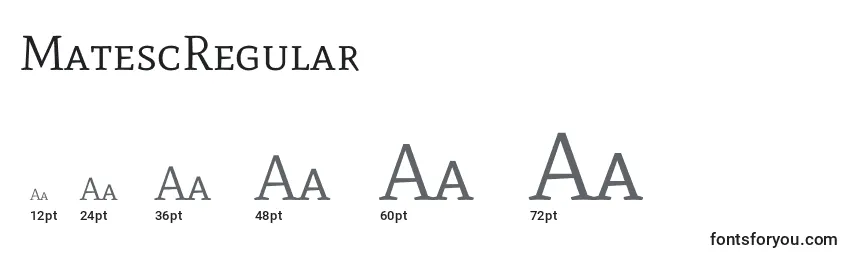 Размеры шрифта MatescRegular
