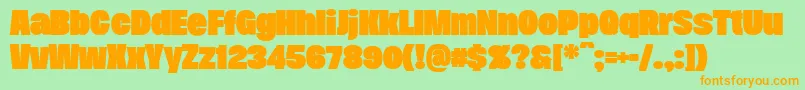 DueraNormblacPersonal Font – Orange Fonts on Green Background