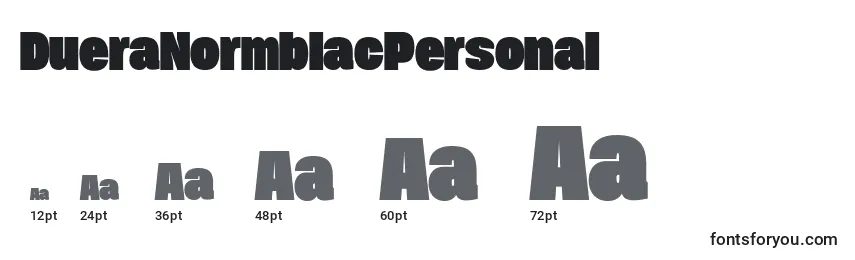 DueraNormblacPersonal Font Sizes