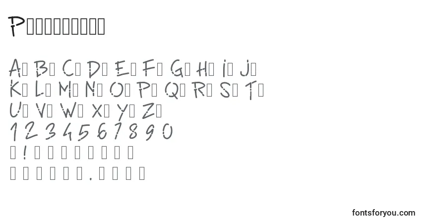 Schriftart Pwlinefont – Alphabet, Zahlen, spezielle Symbole