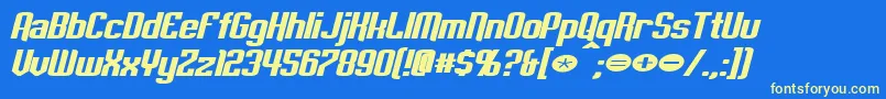 EmpanadaExtendedBoldItalic Font – Yellow Fonts on Blue Background