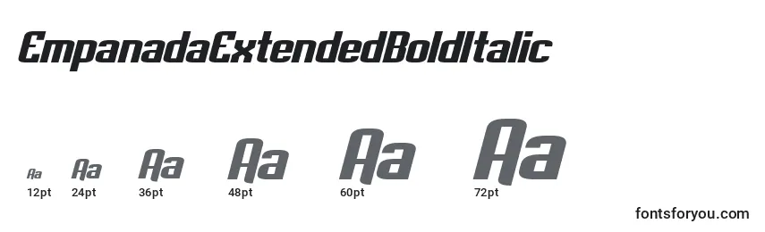 Размеры шрифта EmpanadaExtendedBoldItalic