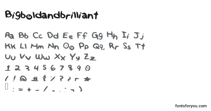 Czcionka Bigboldandbrilliant – alfabet, cyfry, specjalne znaki
