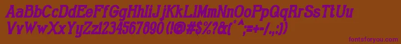 GabrielSerifCondensedBoldItalic-Schriftart – Violette Schriften auf braunem Hintergrund