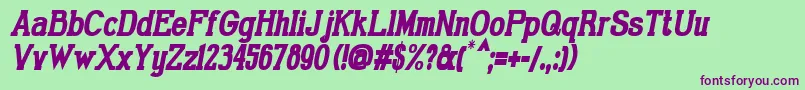 GabrielSerifCondensedBoldItalic Font – Purple Fonts on Green Background