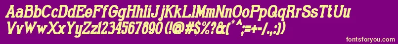 GabrielSerifCondensedBoldItalic Font – Yellow Fonts on Purple Background