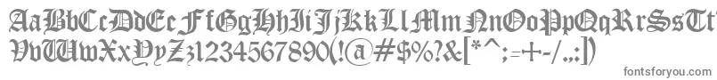 OldenglishRegular-fontti – harmaat kirjasimet valkoisella taustalla