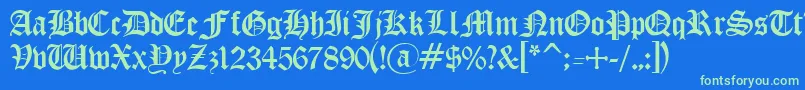 OldenglishRegular Font – Green Fonts on Blue Background