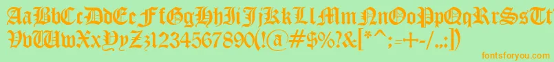 OldenglishRegular Font – Orange Fonts on Green Background