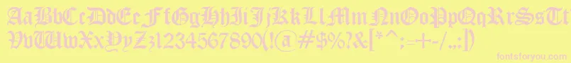 OldenglishRegular Font – Pink Fonts on Yellow Background