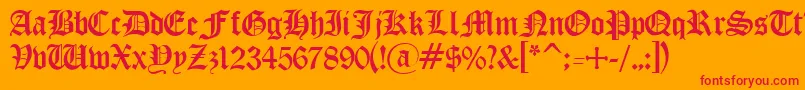 OldenglishRegular Font – Red Fonts on Orange Background