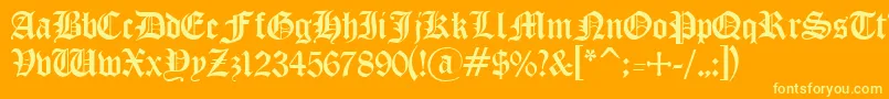 OldenglishRegular Font – Yellow Fonts on Orange Background