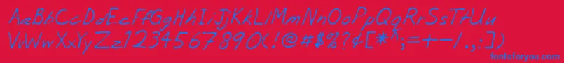 Lehn056-Schriftart – Blaue Schriften auf rotem Hintergrund