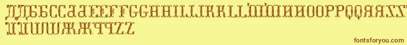 KremlinSynodDisplayCaps Font – Brown Fonts on Yellow Background