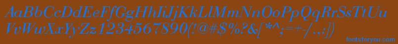 QtbodiniItalic Font – Blue Fonts on Brown Background