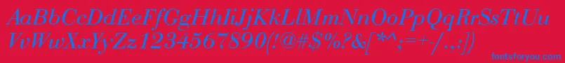 QtbodiniItalic Font – Blue Fonts on Red Background