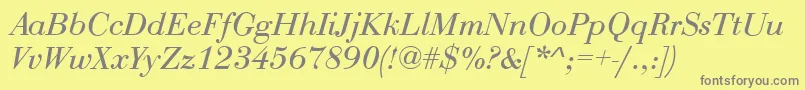 QtbodiniItalic Font – Gray Fonts on Yellow Background