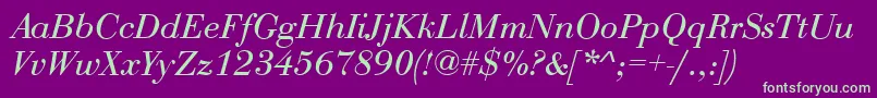 QtbodiniItalic Font – Green Fonts on Purple Background