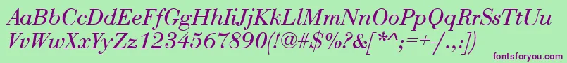 QtbodiniItalic Font – Purple Fonts on Green Background