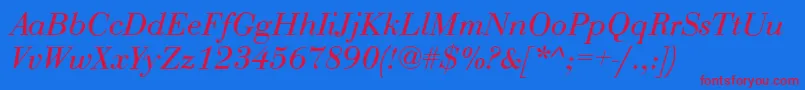 QtbodiniItalic Font – Red Fonts on Blue Background