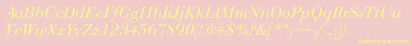 QtbodiniItalic Font – Yellow Fonts on Pink Background