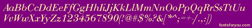 QtbodiniItalic Font – Yellow Fonts on Purple Background