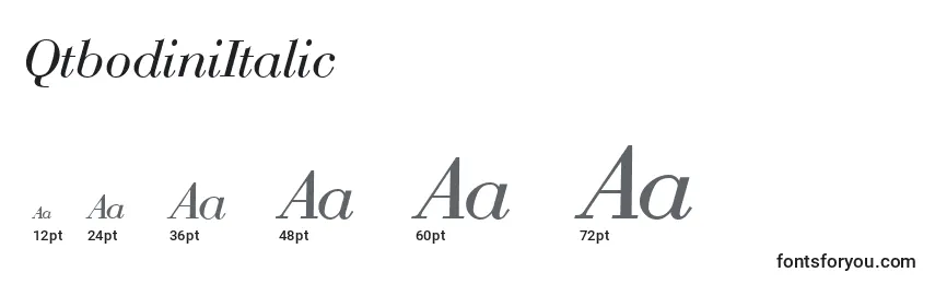 Размеры шрифта QtbodiniItalic