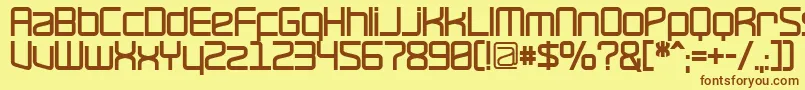 フォントRavepartyBold – 茶色の文字が黄色の背景にあります。