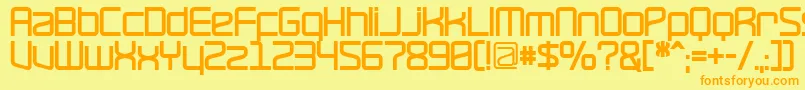 RavepartyBold-Schriftart – Orangefarbene Schriften auf gelbem Hintergrund