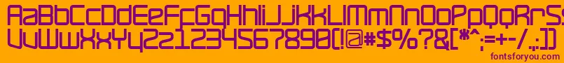 RavepartyBold-fontti – violetit fontit oranssilla taustalla