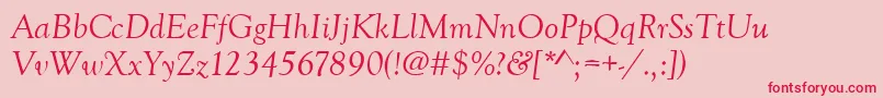 GoudyoldstytItalic Font – Red Fonts on Pink Background