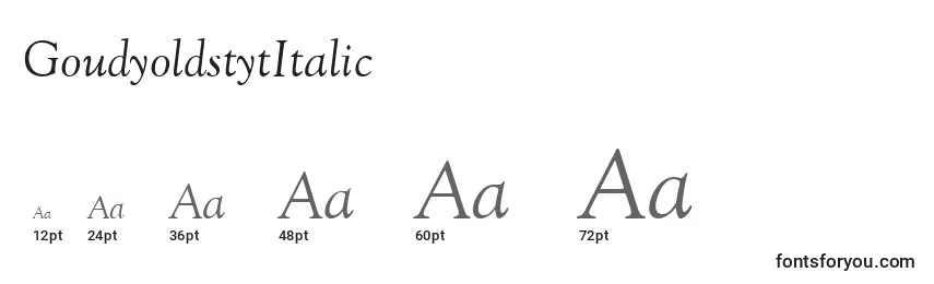 Größen der Schriftart GoudyoldstytItalic